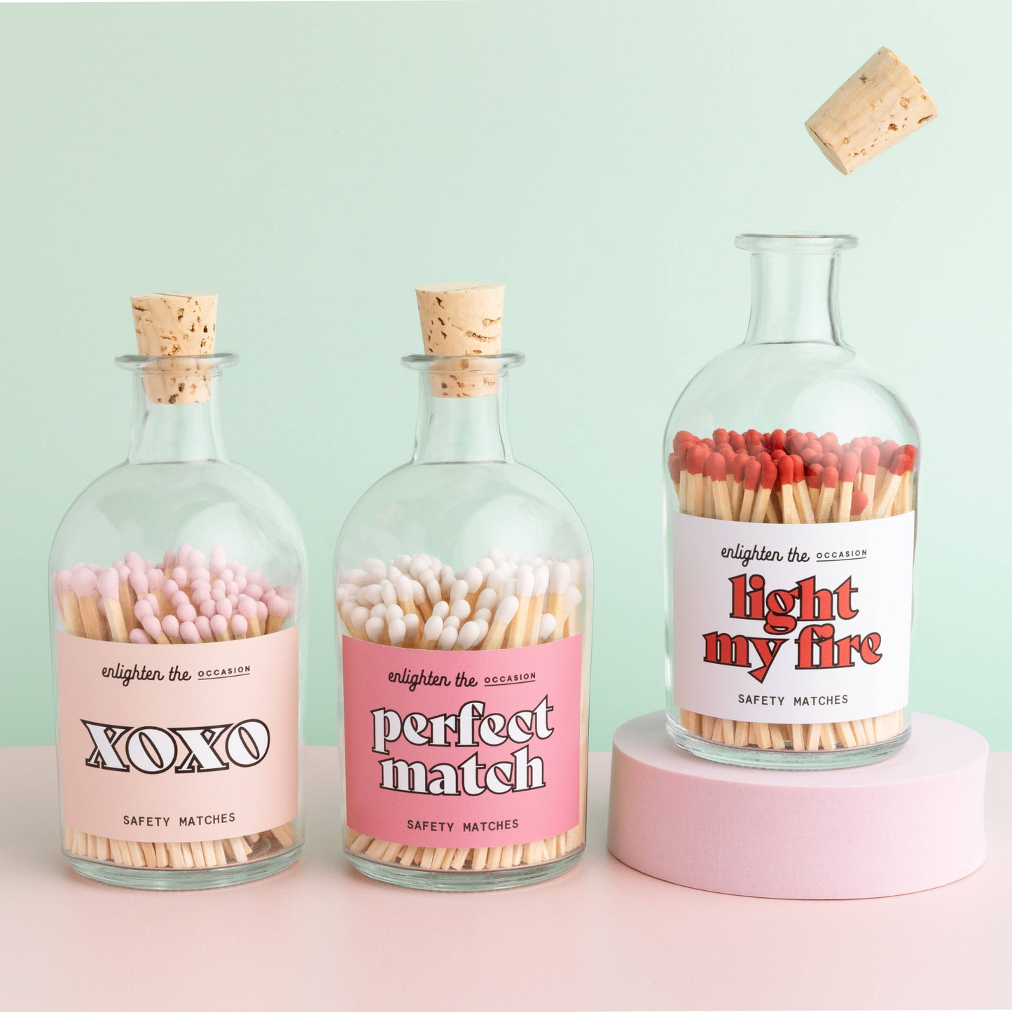 Perfect Match Apothecary Jar with White Wooden Matchsticks