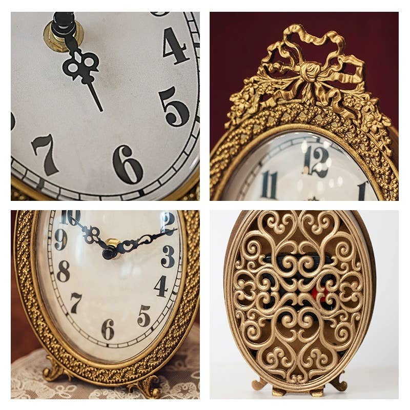 Desktop Clock Vintage Gold French