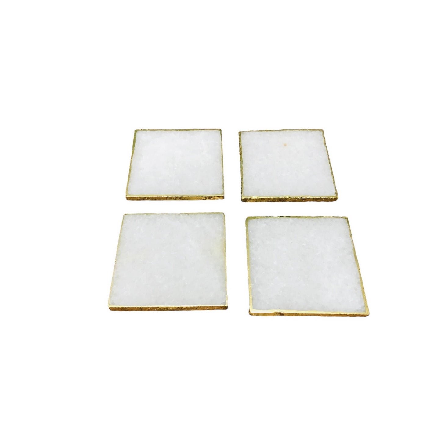 Agate 4 in. White Agate Coasters Set of 4
