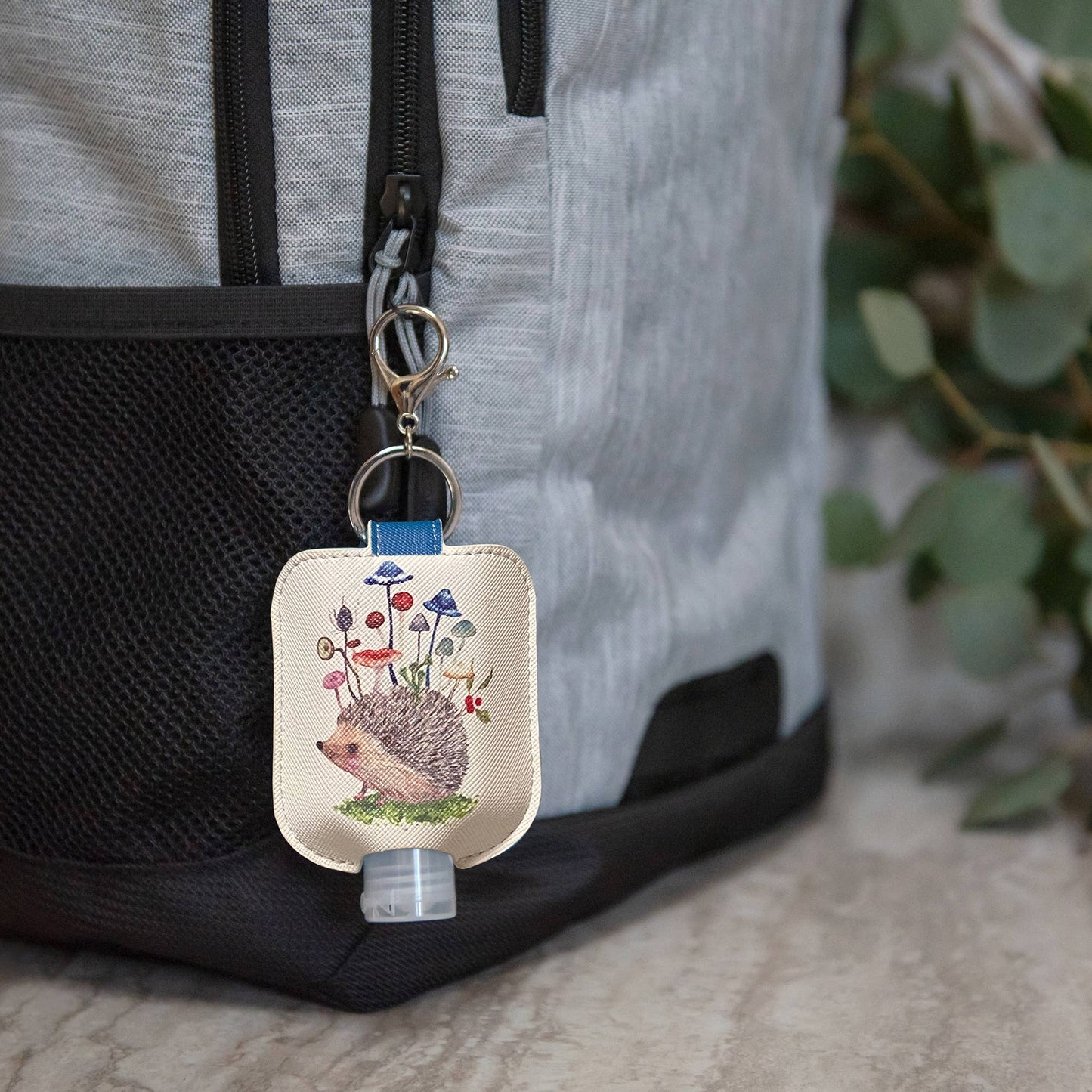 Hedgehog With Mushrooms Hand Sanitizer Holder