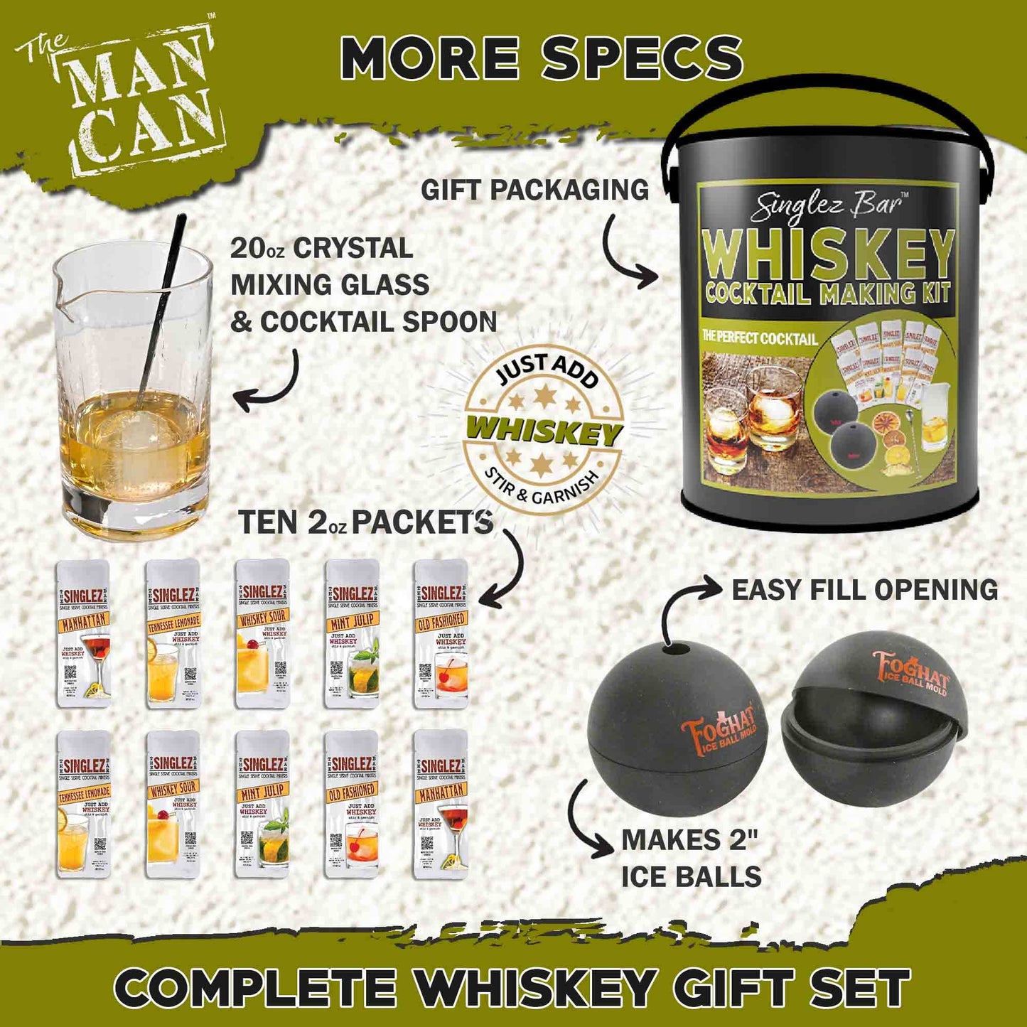 ThousandOaksBarrelCo. - Whiskey Cocktail Making Kit | Bar Gifts | Home Bar Tools