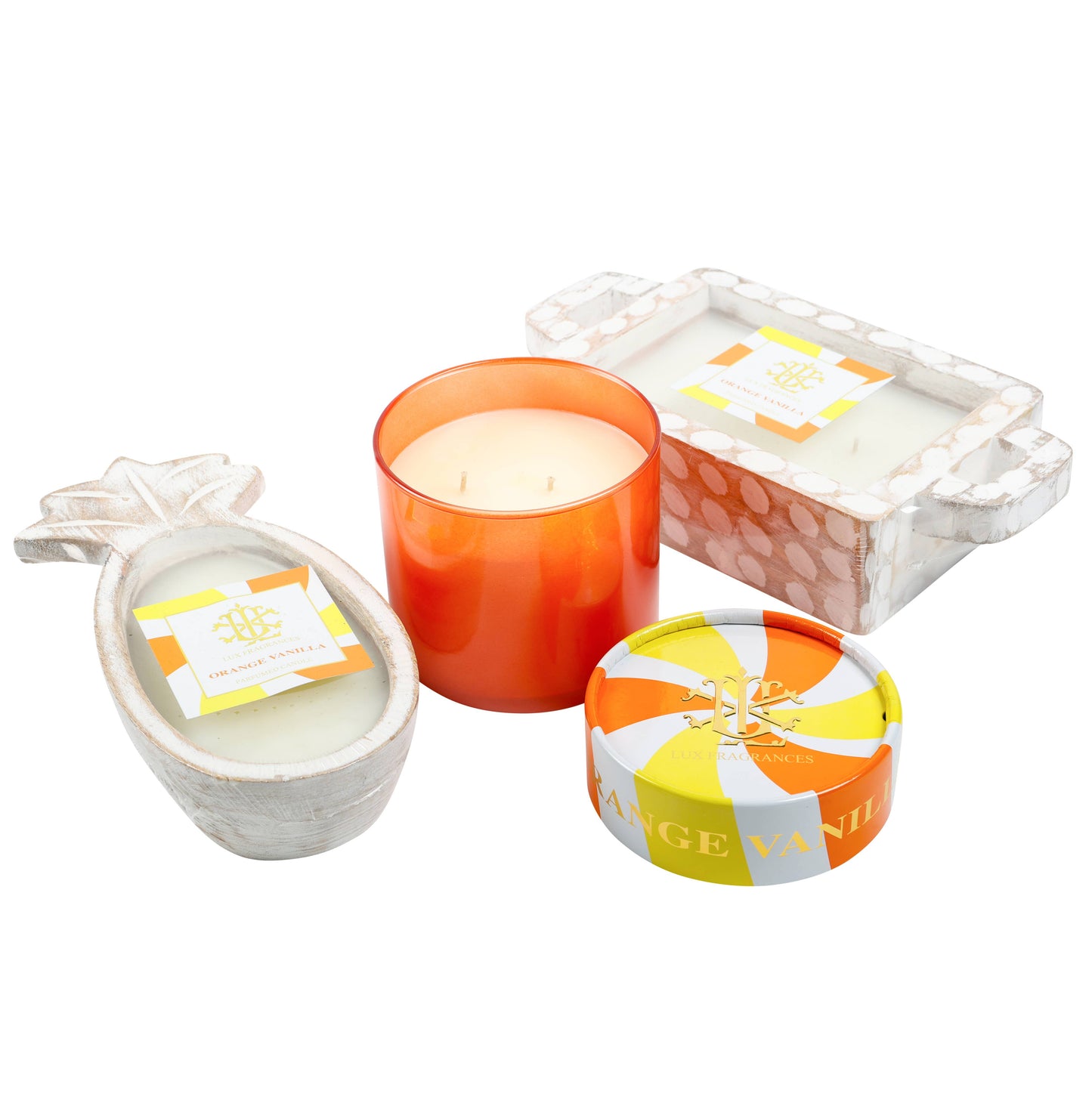 Orange Vanilla 2 Wick Candle with Decorative Lid