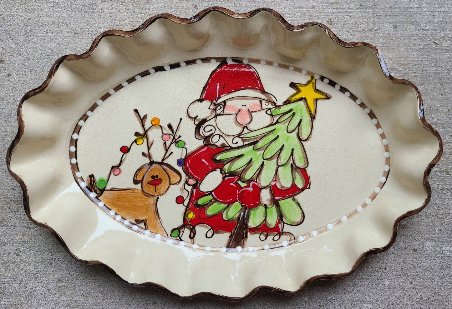 Oval Platter (Santa Reindeer Tree)