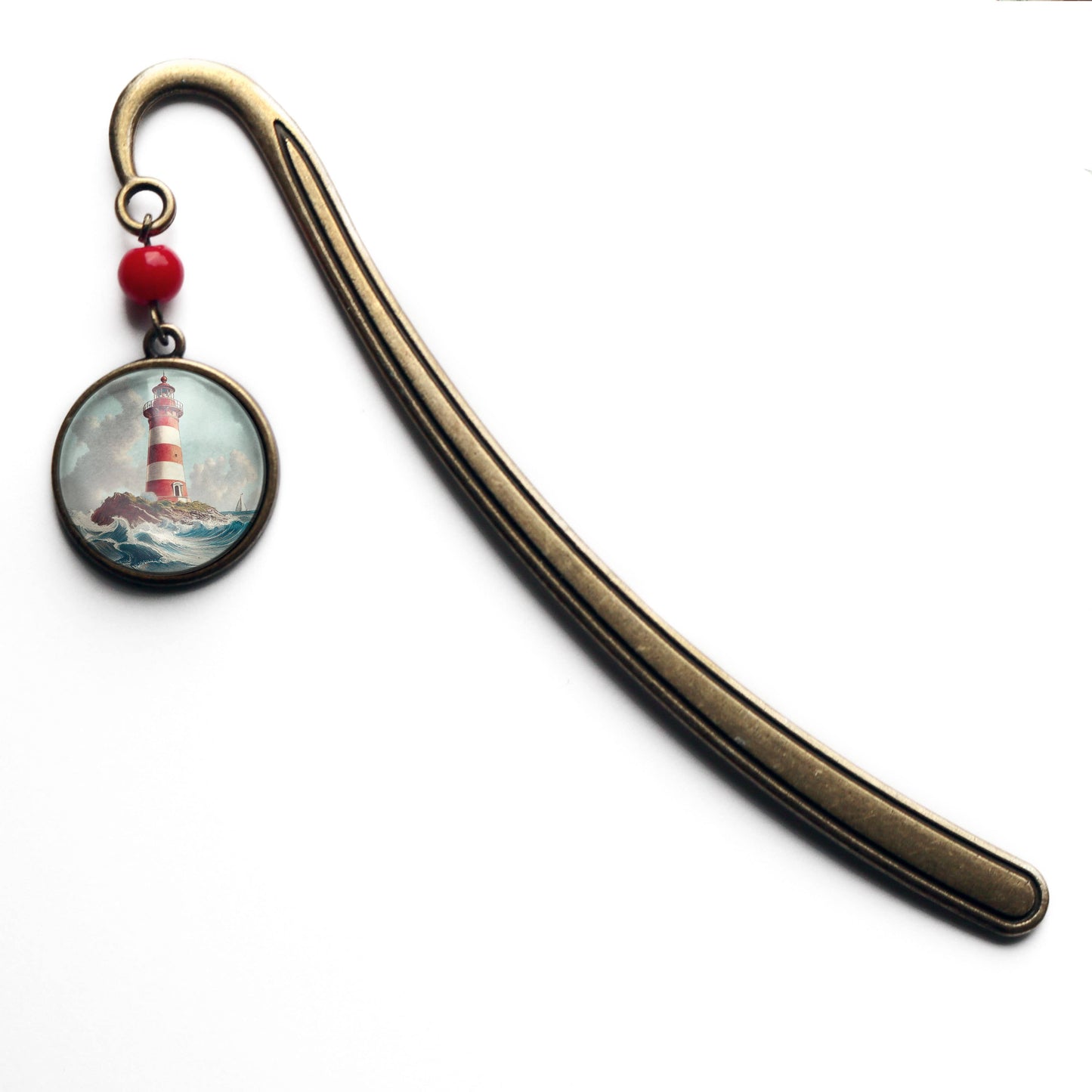 Deep Sea Lighthouse Glass and Bronze Bookmark