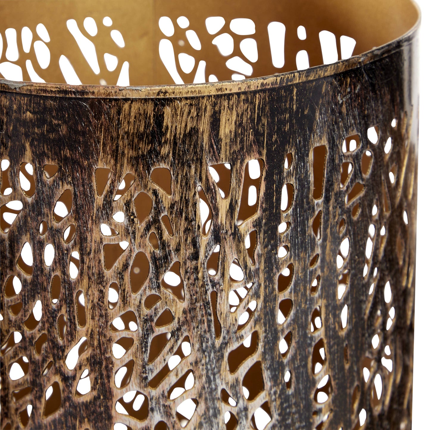 12" Eclectic Bronze Metal Candle Lantern