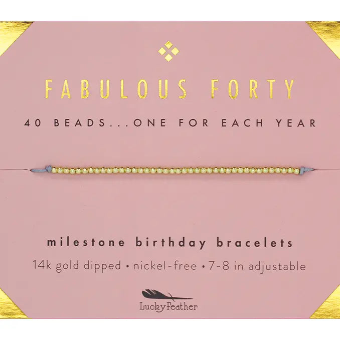 40th Milestone Birthday Bracelet - A Bead For Each Year