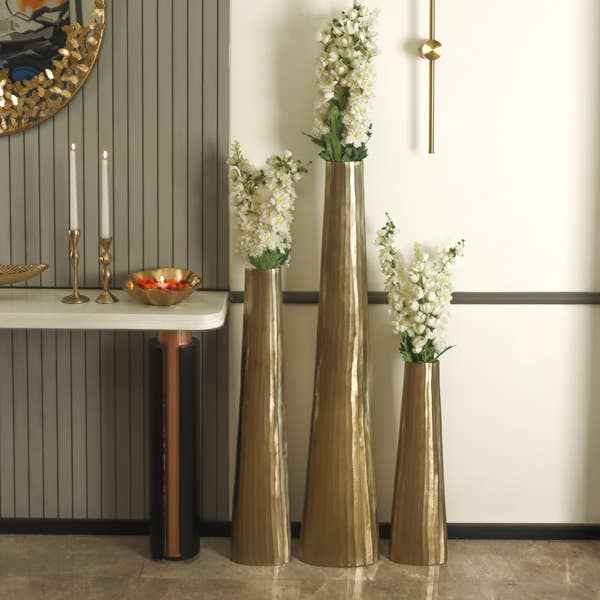 Gold 34"" Tall Floor Vase SKU - 71739, medium