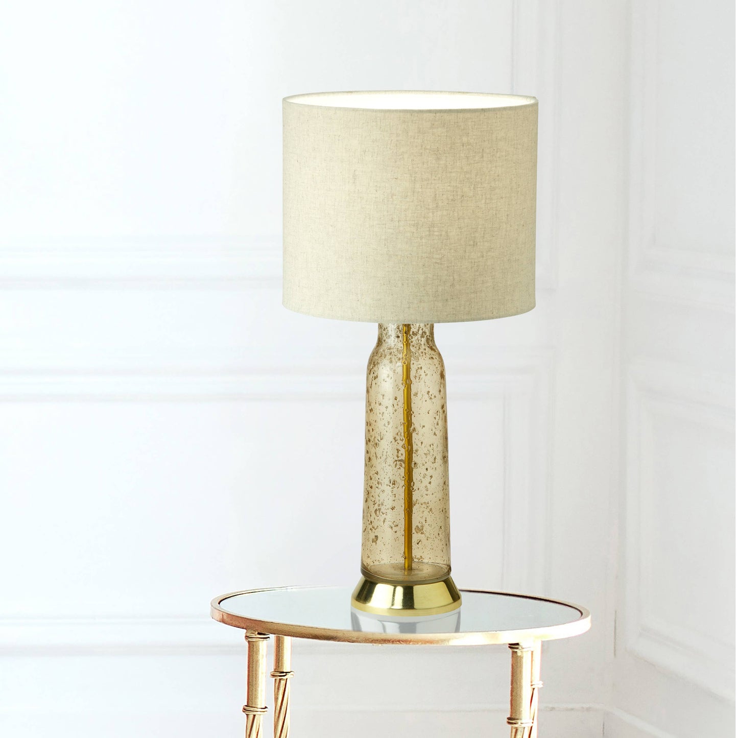 22"H 1-Light Raine Amber/Blue/Red Glass and Metal Table Lamp