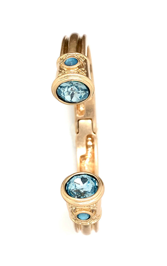 Bracelet Cuff w/Spring with Bezel Blue Sky Glass 7-8”