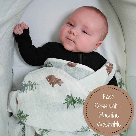 LollyBanks - Bear Cub Baby Muslin Swaddle Blanket