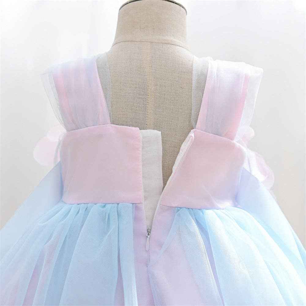 A-Line Tulle Flower Girl Dress with Square Neck and Floral Embellishments: Light Pink / 5-6 Years (130cm)