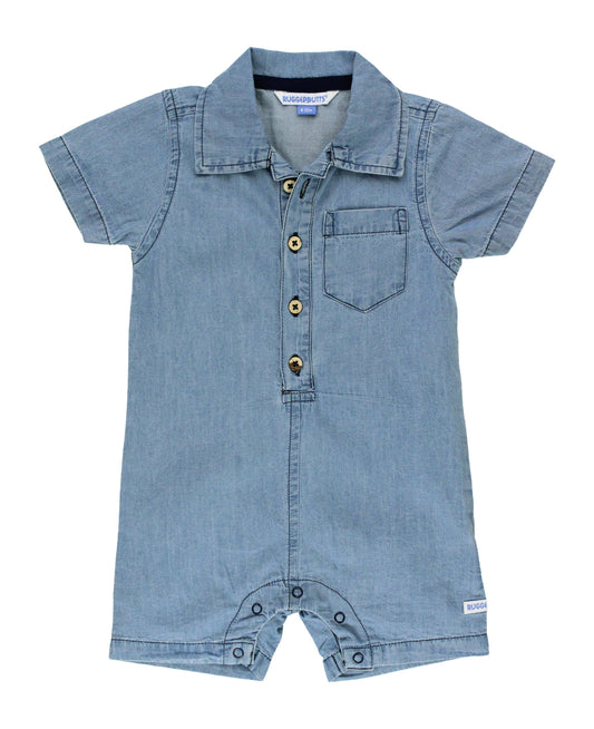 Baby Boys Light Wash Denim Button-Up Romper
: Blue / 18-24m