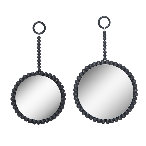 Black Beaded Wall Mirror -2 pc. set