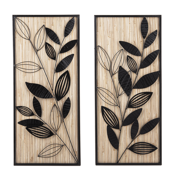 Layered Boho Plant Wall Decor with Natural Woven Background