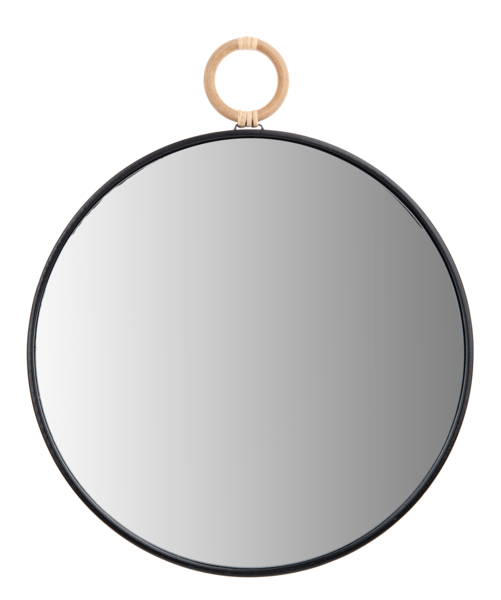 Round Mirror with Rattan Loop Handle
