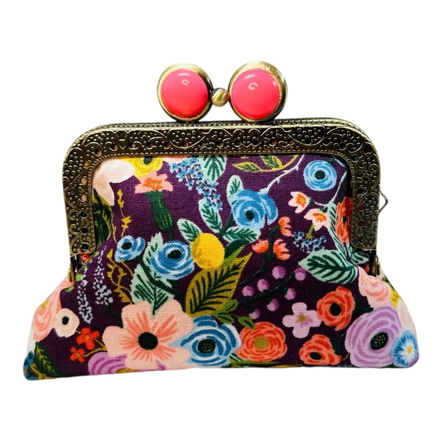 Mini Clutch Coin Purse - Petite Floral Plum