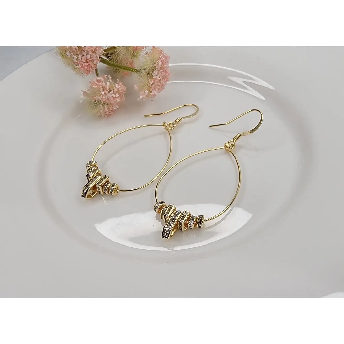 Gold Tone Hoop Dangle Earrings