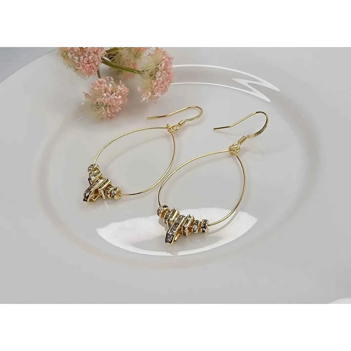 Gold Tone Hoop Dangle Earrings