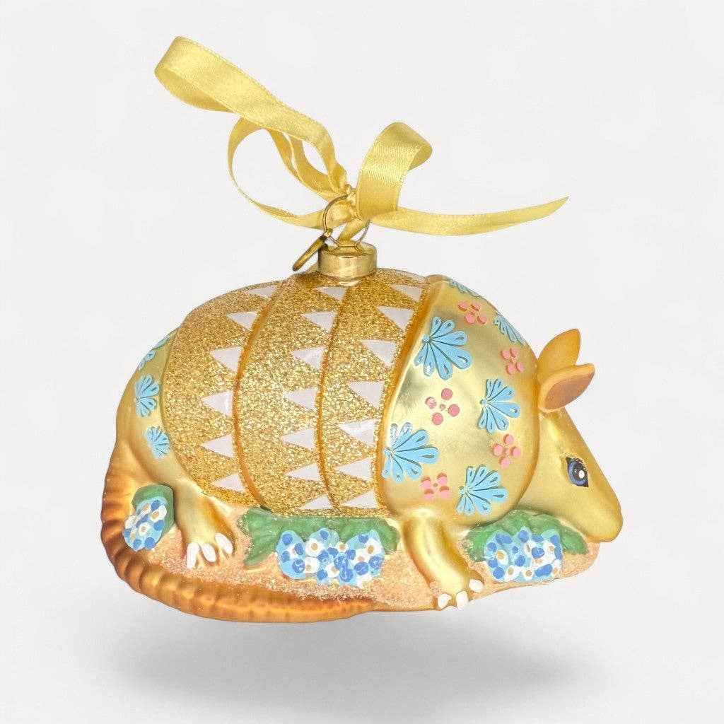 Texas Armadillo Blown Glass Christmas Ornament | Texan Christmas 2026 Edition