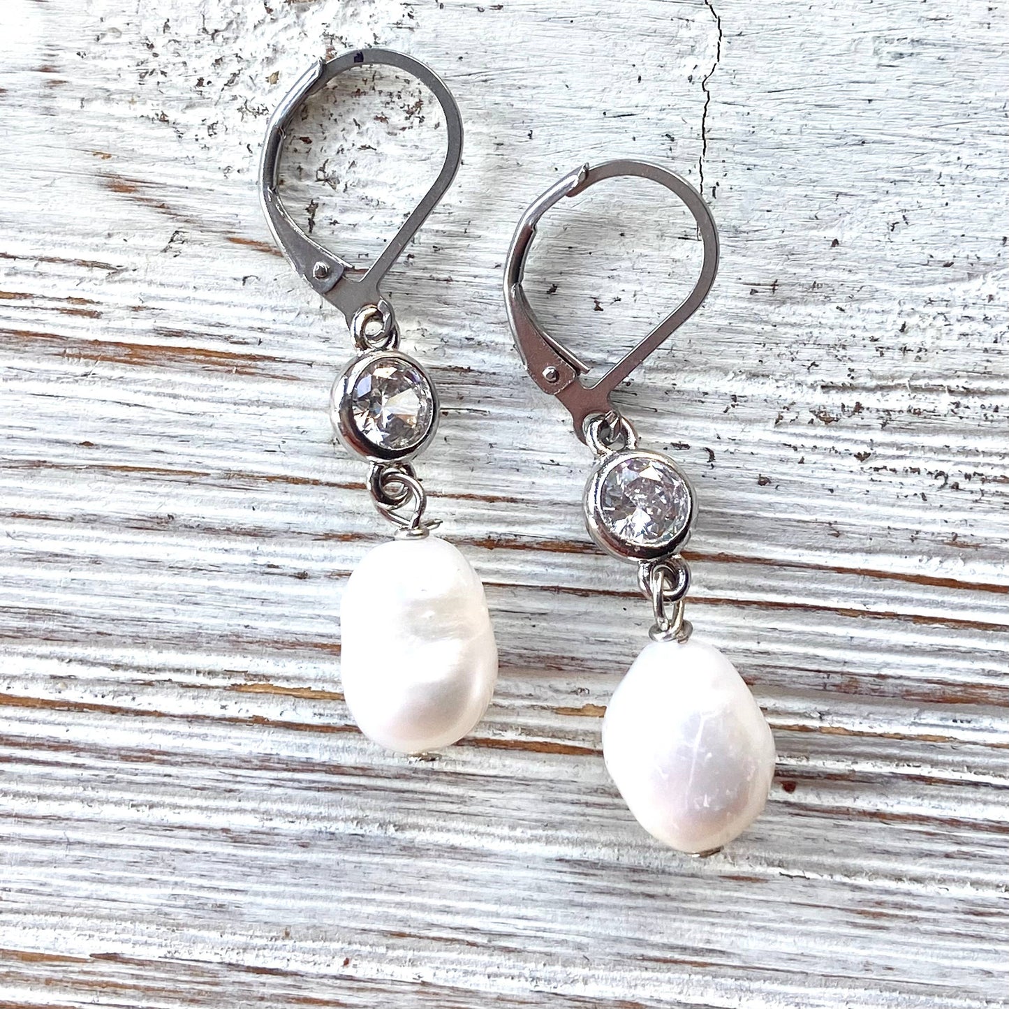 Fresh water pearl earrings boutique salon ocean coastal