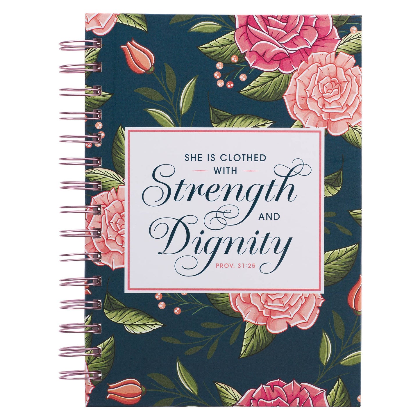 Journal Wirebound Navy Floral Strength & Dignity Prov. 31:25