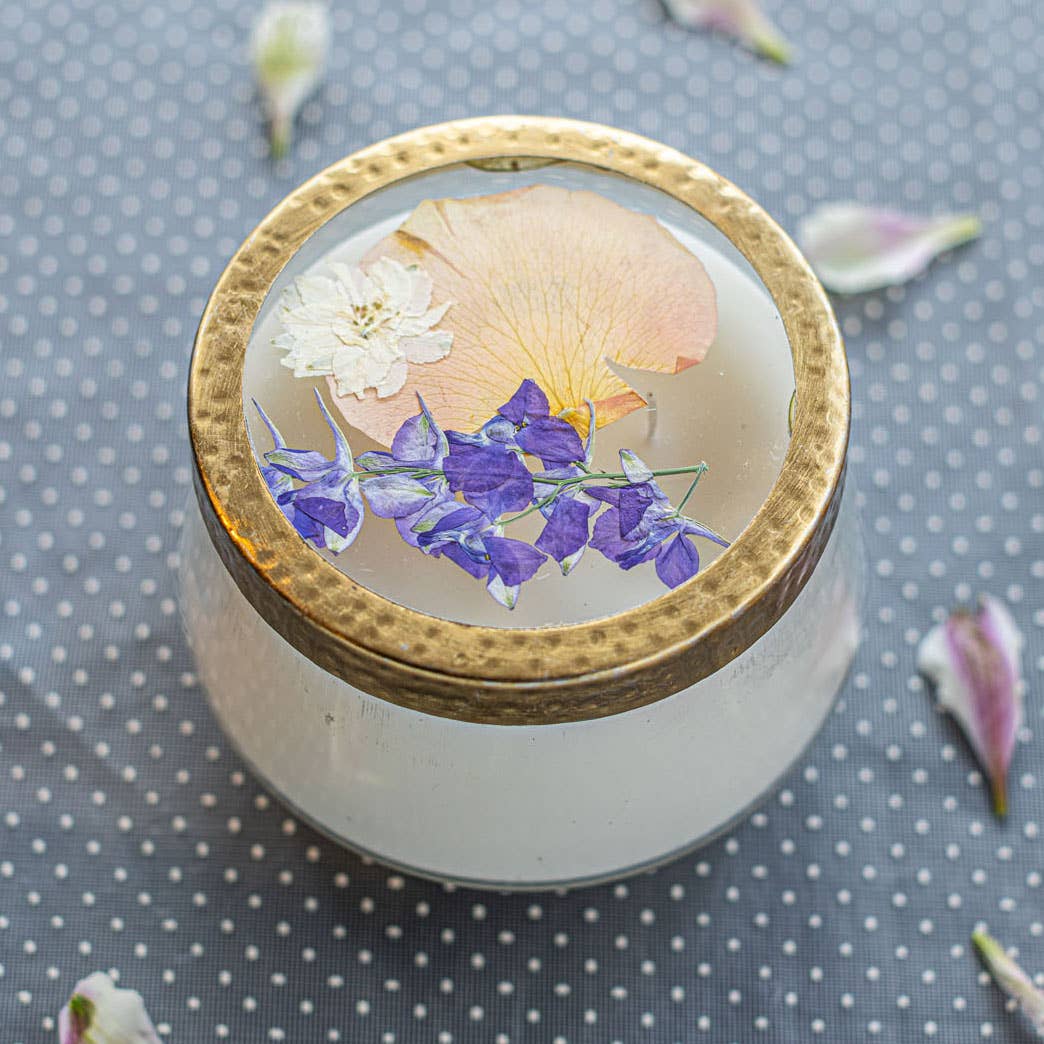 Pressed Floral Candle - Vanilla Rain - Large