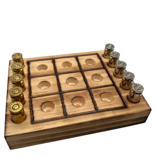 Tic Tac Toe Game with Bullet Casings, Man Cave