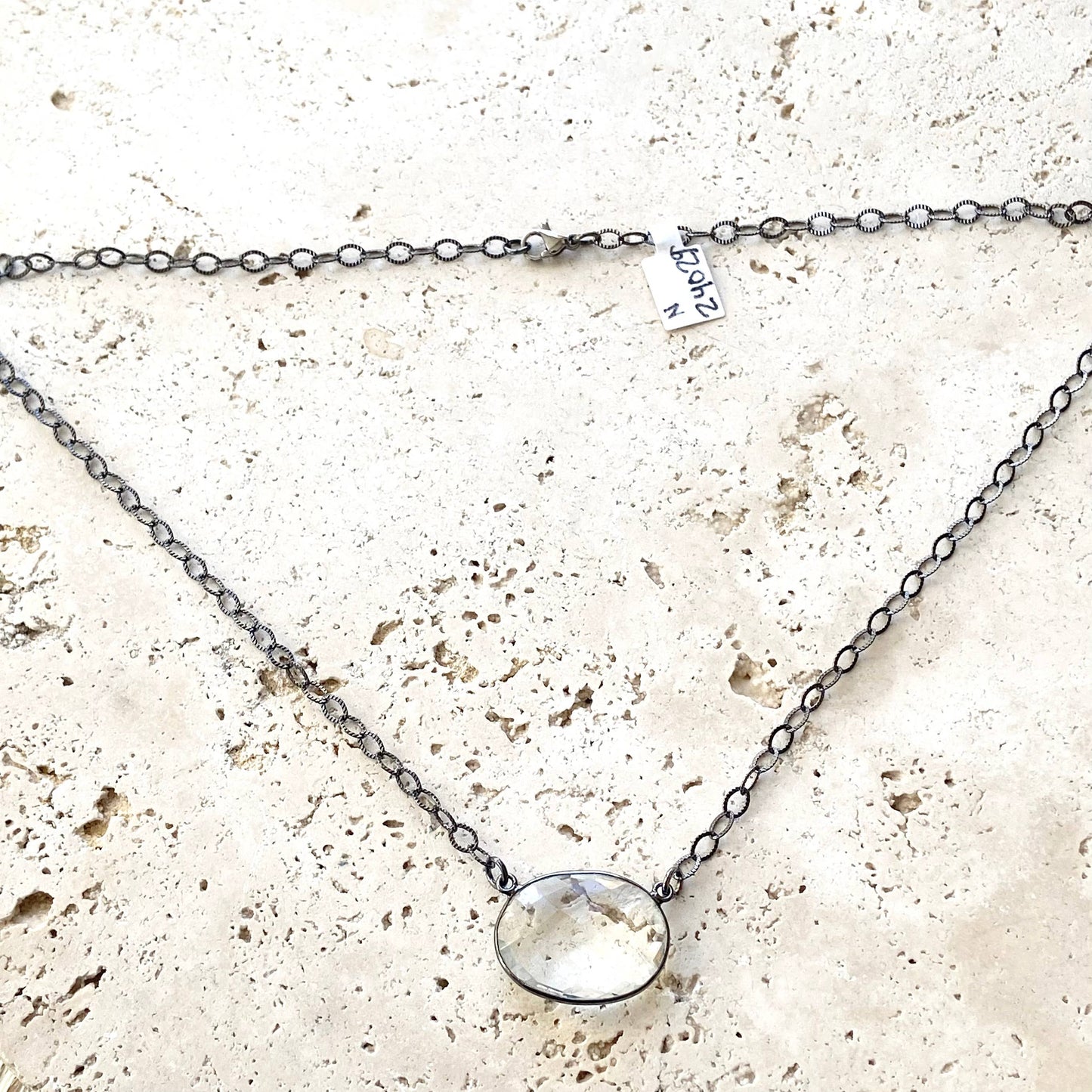 Crystal quartz oval pendant