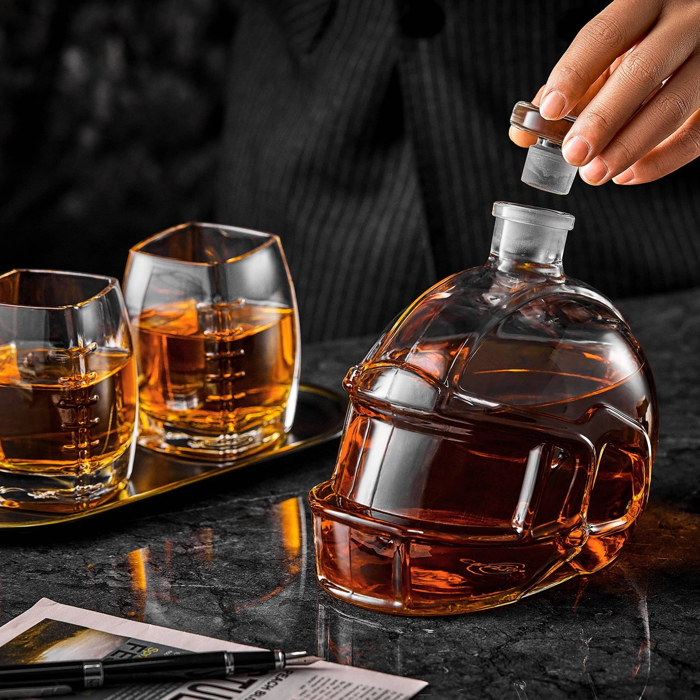 CRAFTGEN - Football Whiskey Decanter - Gifts for Him Husband Boyfriend