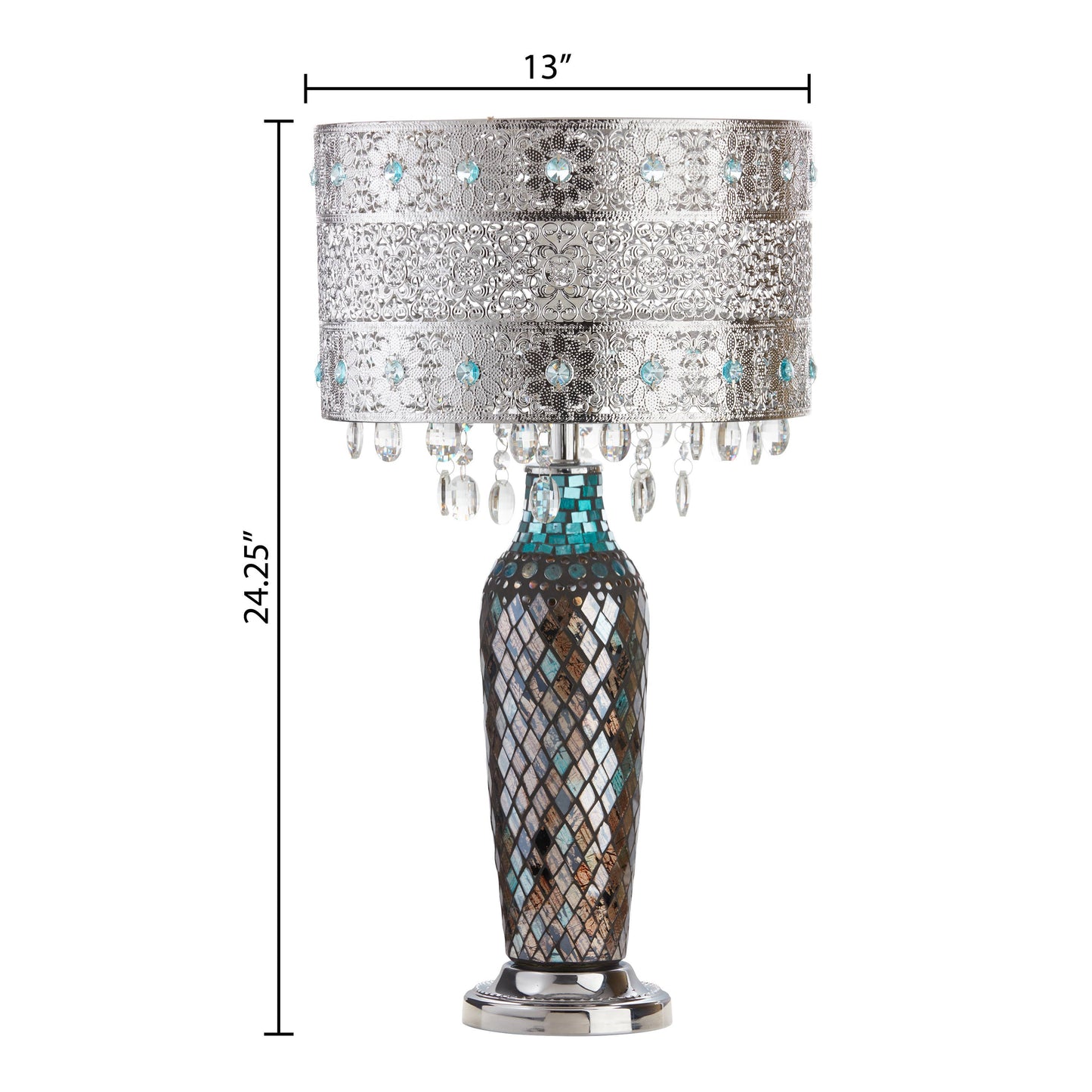24.25"H Gloria Silver and Turquoise Table Lamp