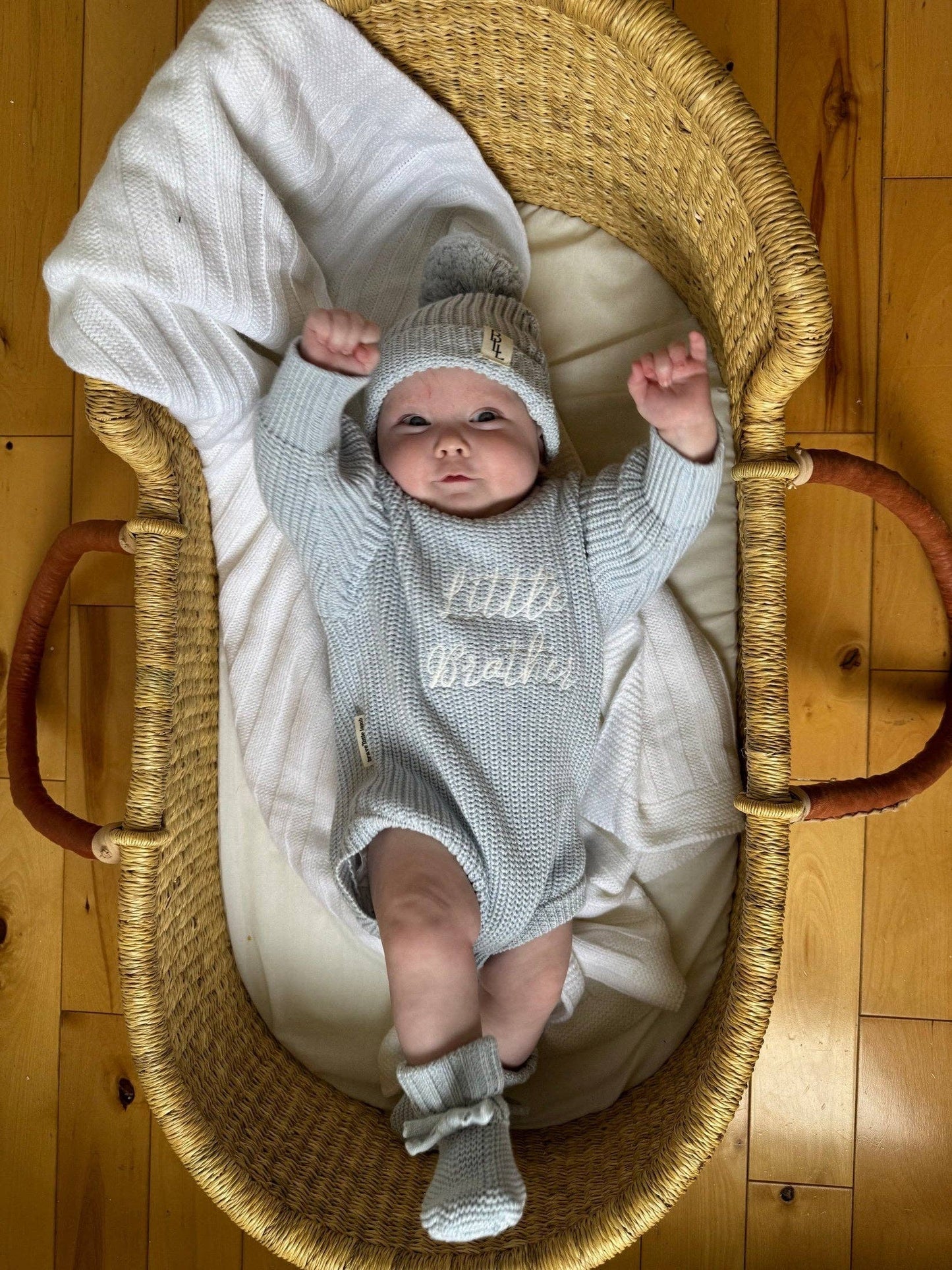'Little Brother' Announcement Romper | Sky