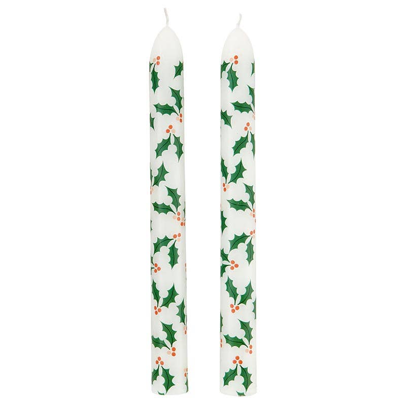Taper Candle Holly Set 2