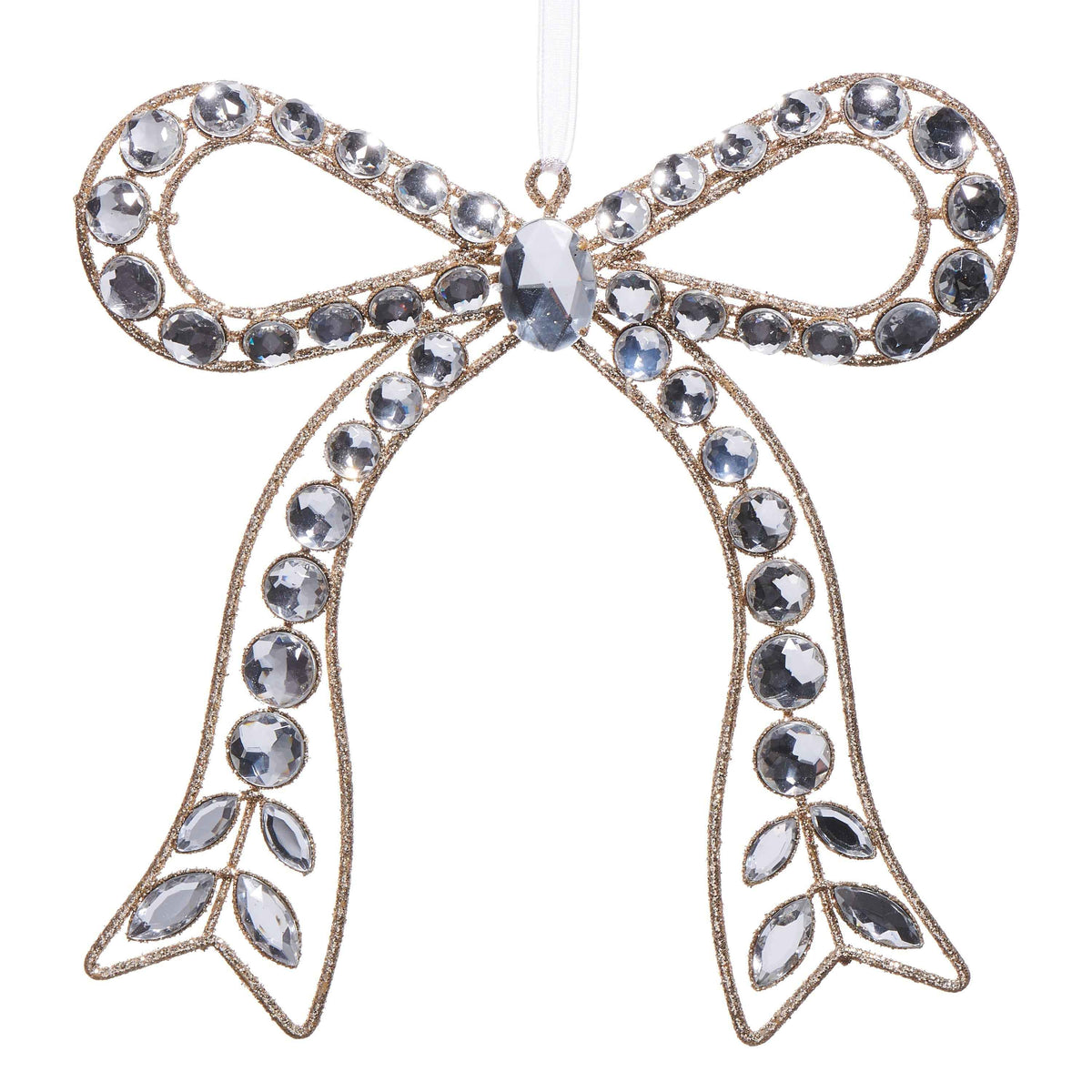 Clear Jeweled Bow Ornament