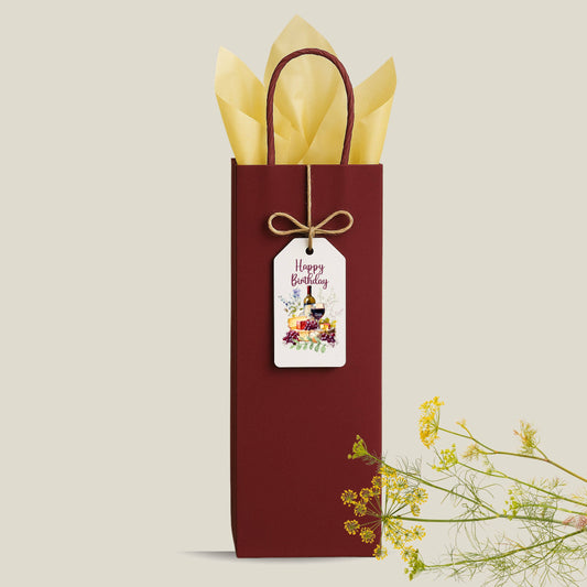 Floral Wine & Cheese Lover Birthday Gift Tags set of 8
