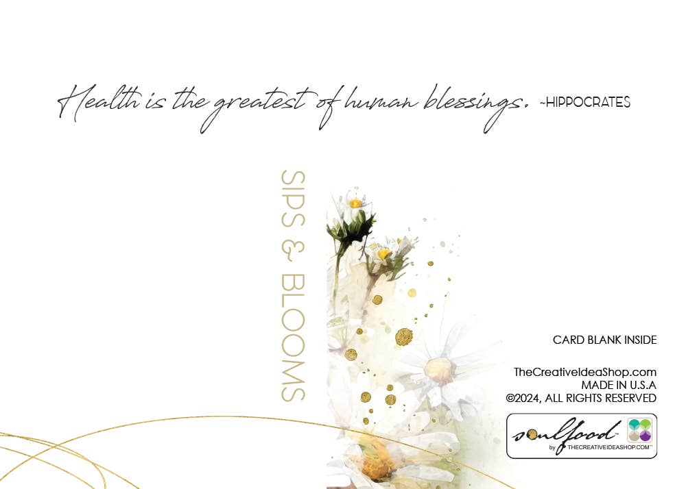 TEA GREETING Card with REAL TEA BAG - Get Well Sips Blooms