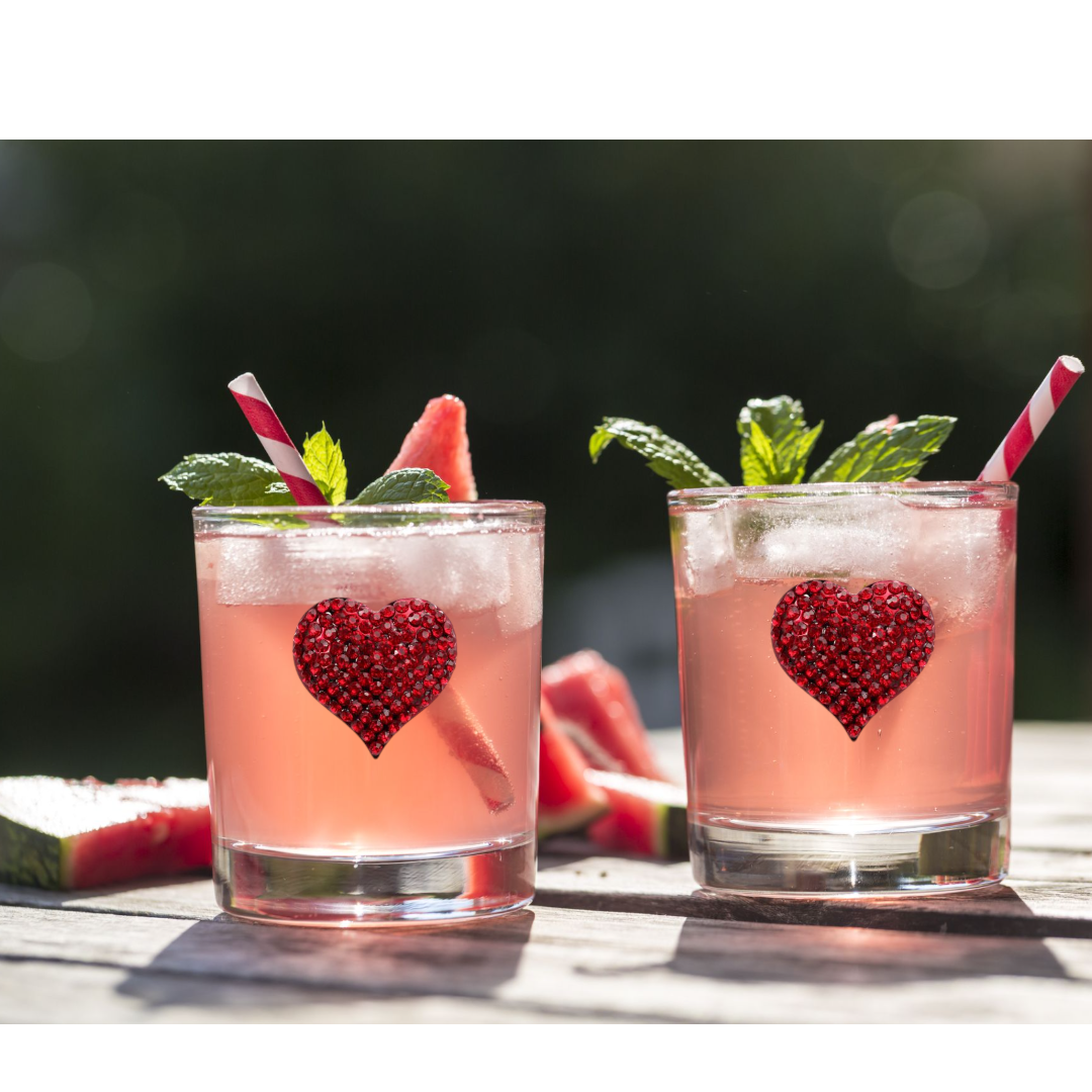 Red Heart Jeweled Double Old Fashioned Wine Glass