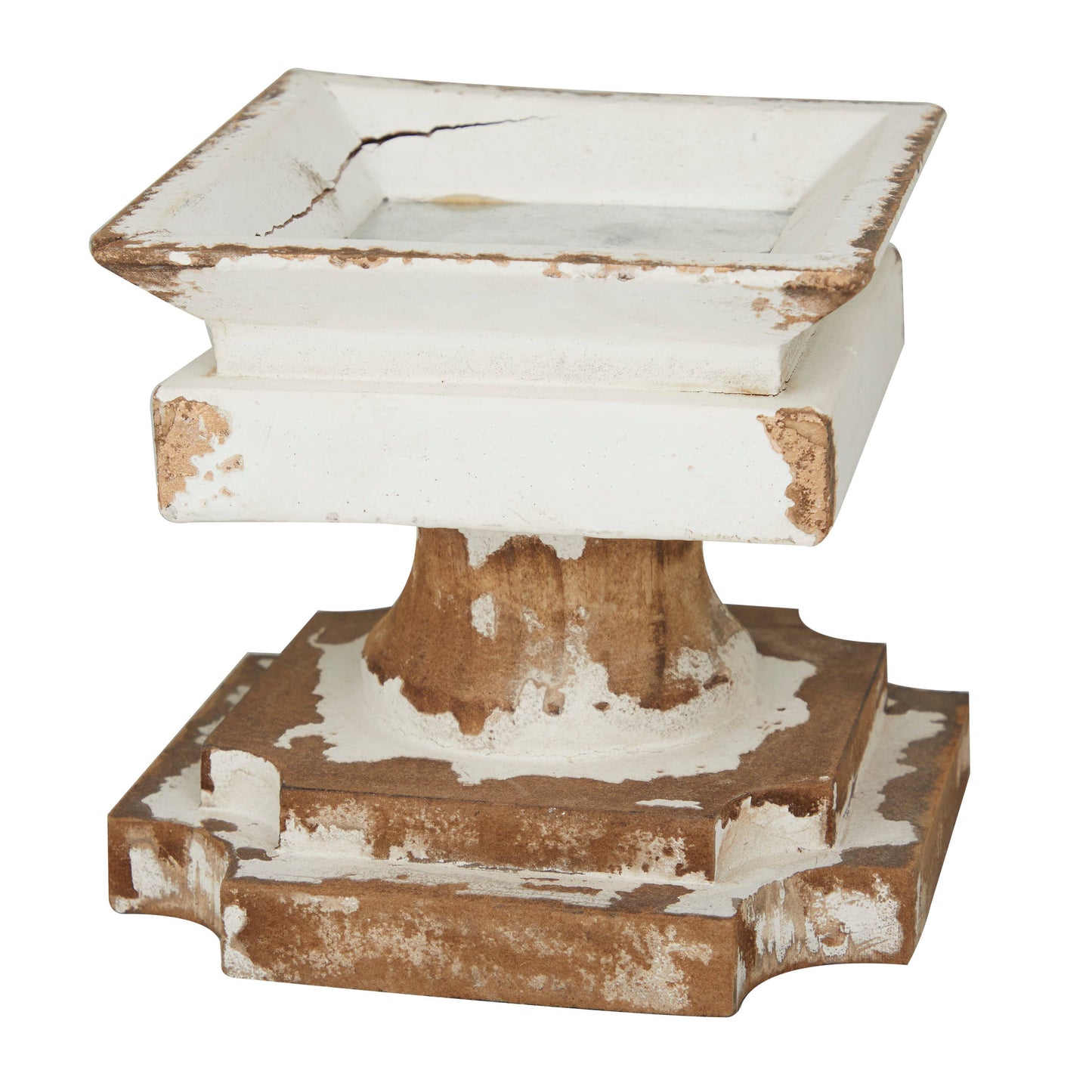 Vintage White Wood Candle Holder Set