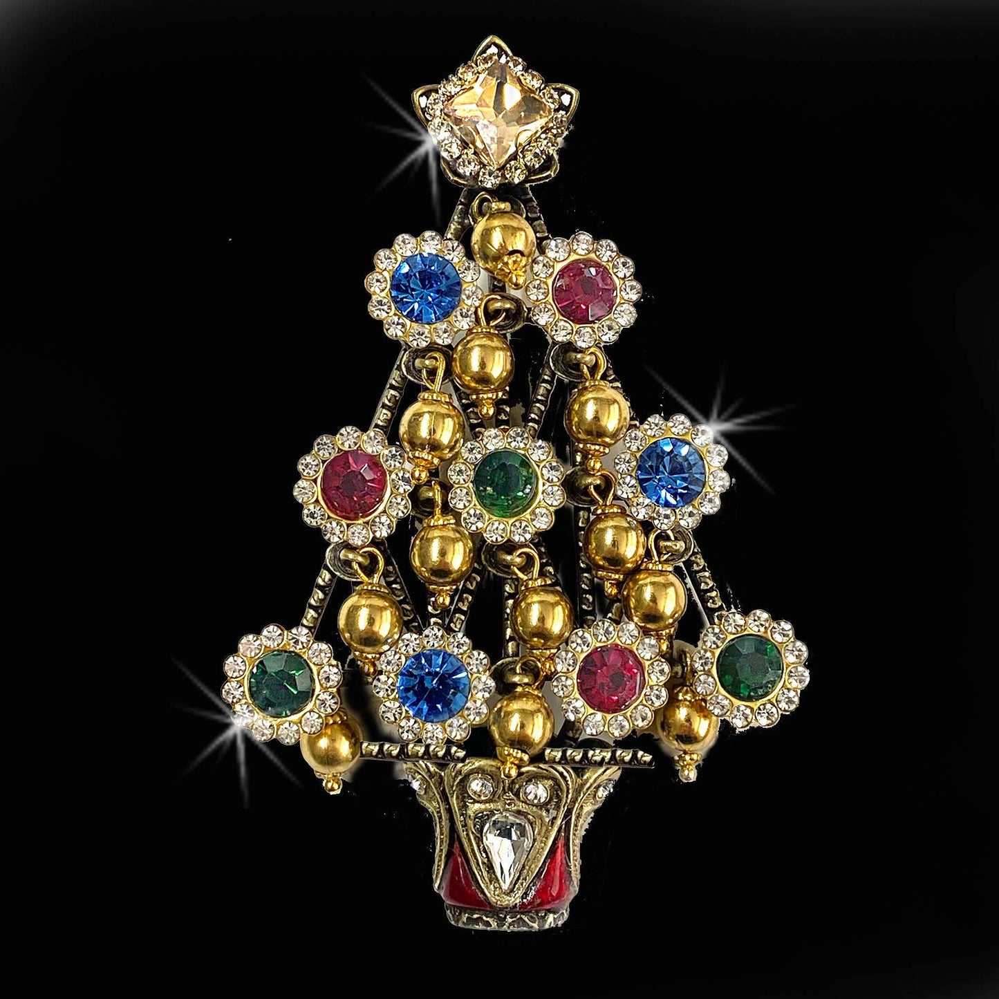Joyería Sweet Romance - Broche retro de árbol de Navidad de los años 40 P239