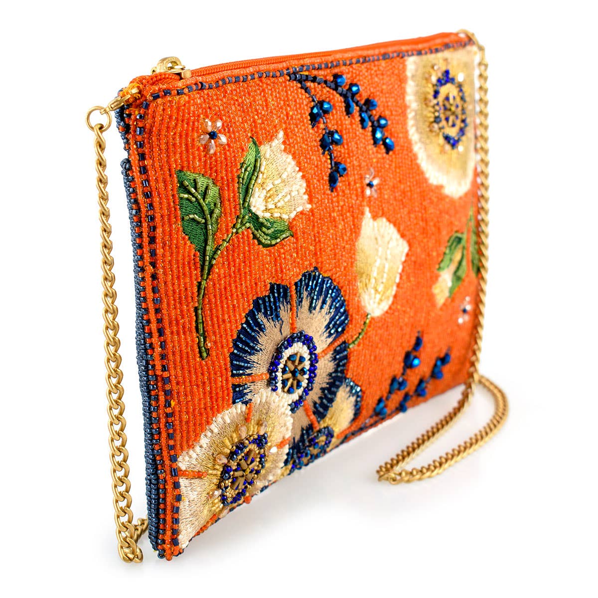 Wild Abandon Beaded Floral Mini Crossbody Clutch Handbag