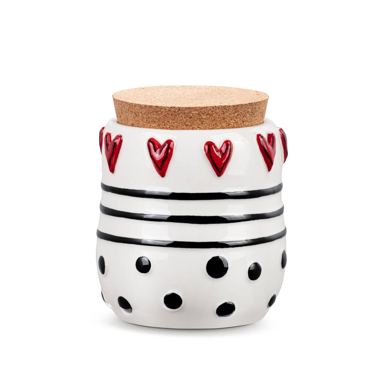 Dots & Hearts Sm Cork Lid Canister