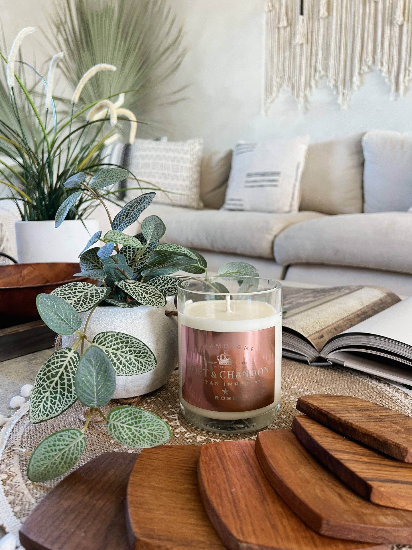 Recycled Moet Rose Candle