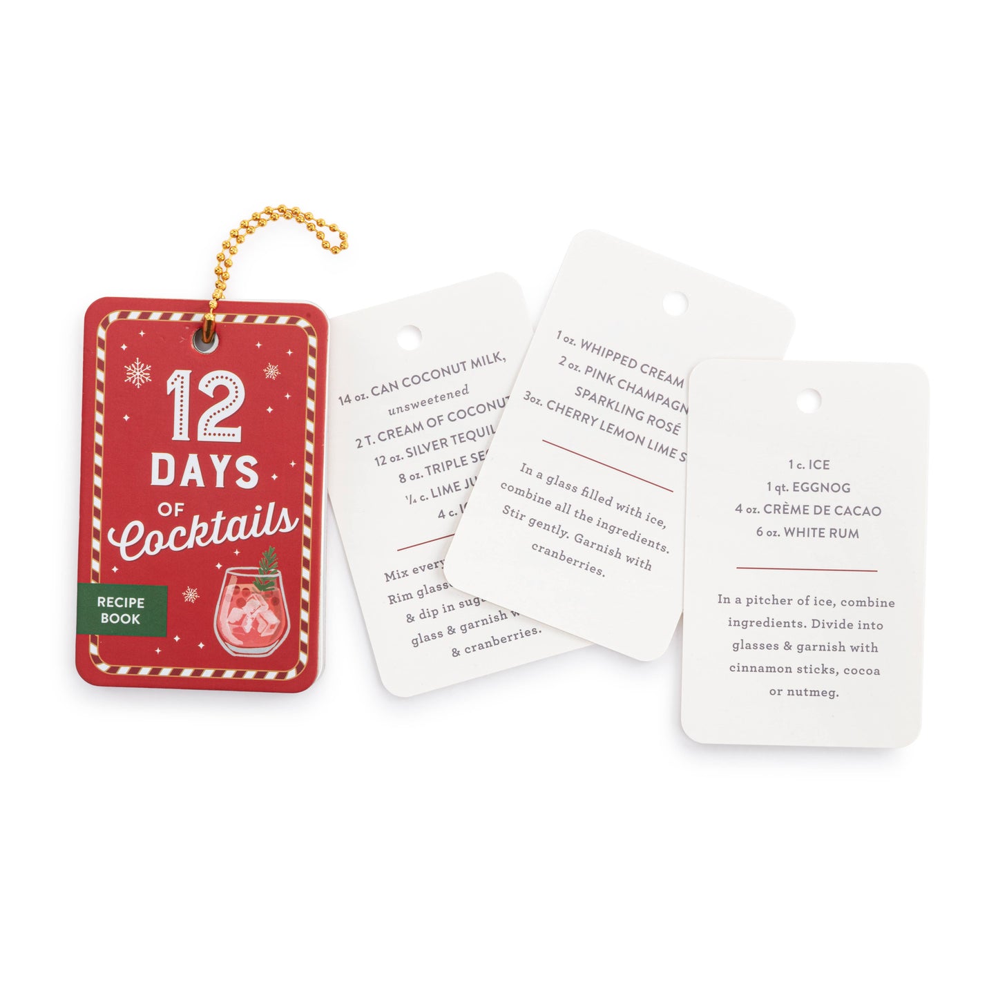 12 Days of Cocktails Holiday Recipe Book - 2.5x4in