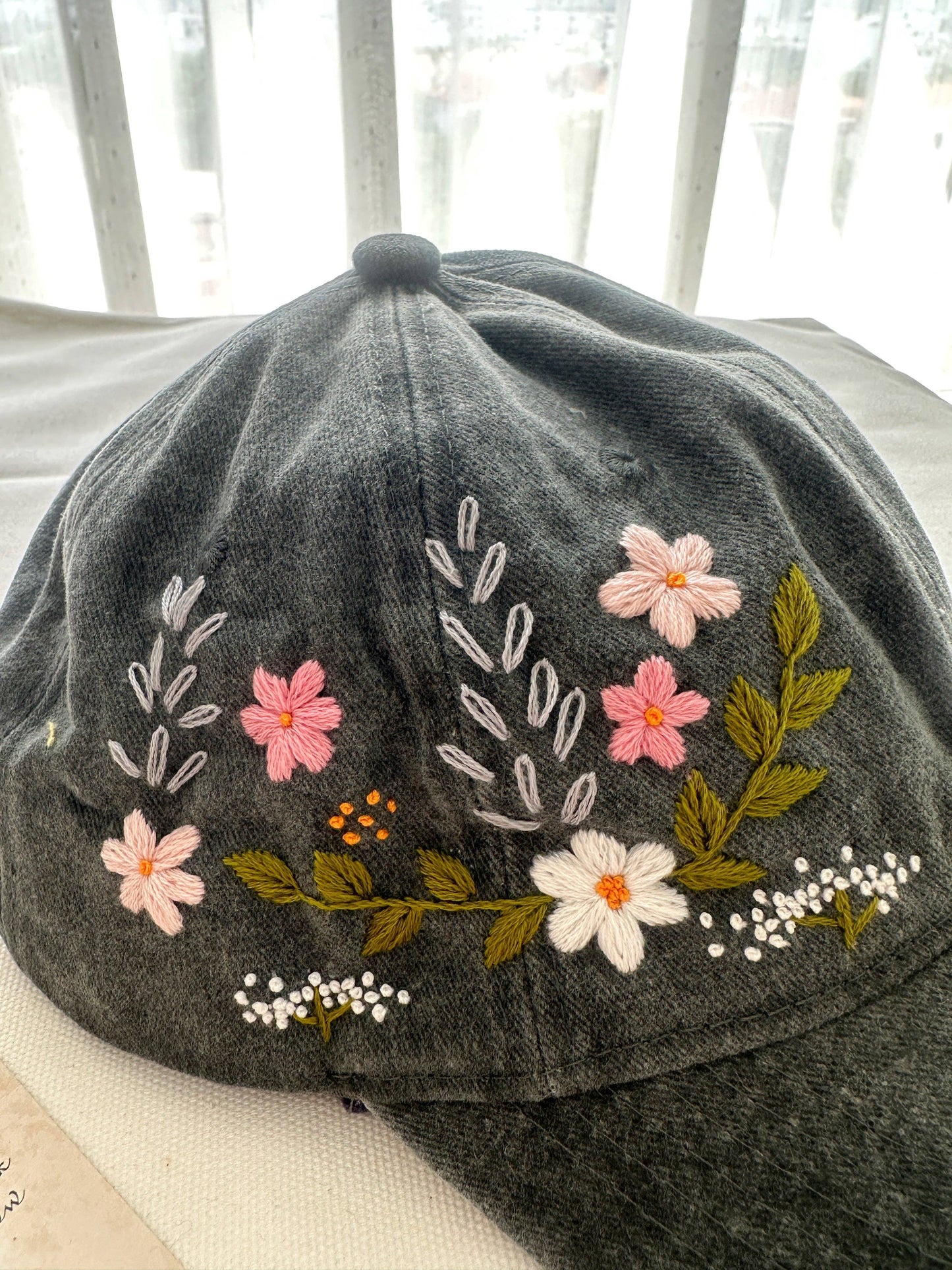 Flower Garden Embroidered Baseball Cap