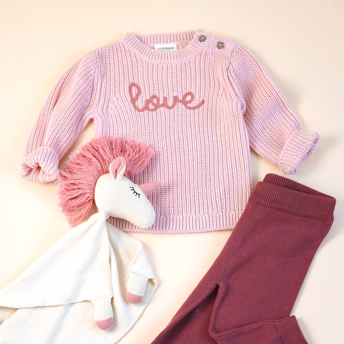 Love Embroidered Chunky Knit Baby Sweater (Organic)
