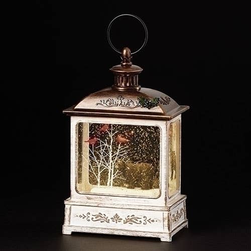 8.5" Black Bear with Cardinal Snow Globe