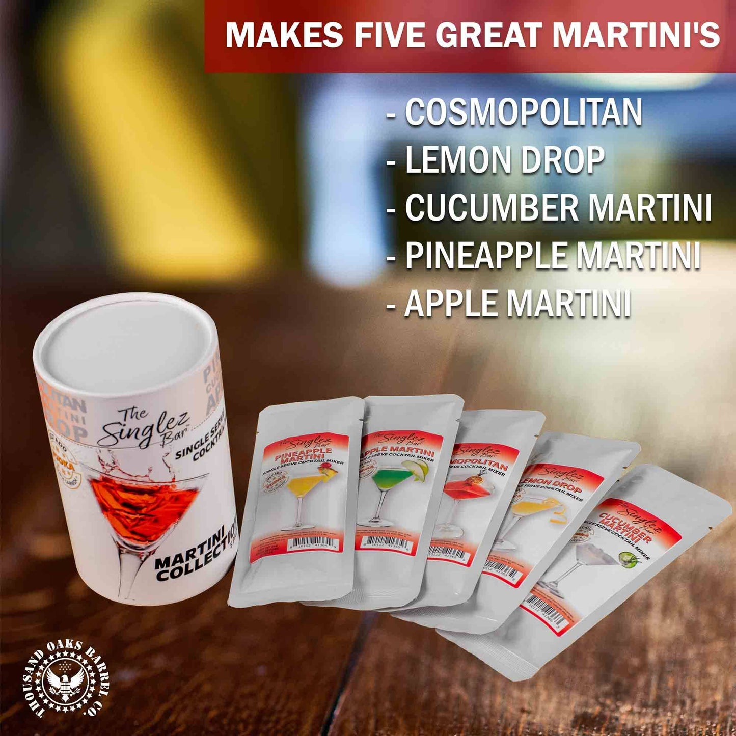 ThousandOaksBarrelCo. - Singlez Bar Martini Collection- 5-Pack Single Serve Mixers