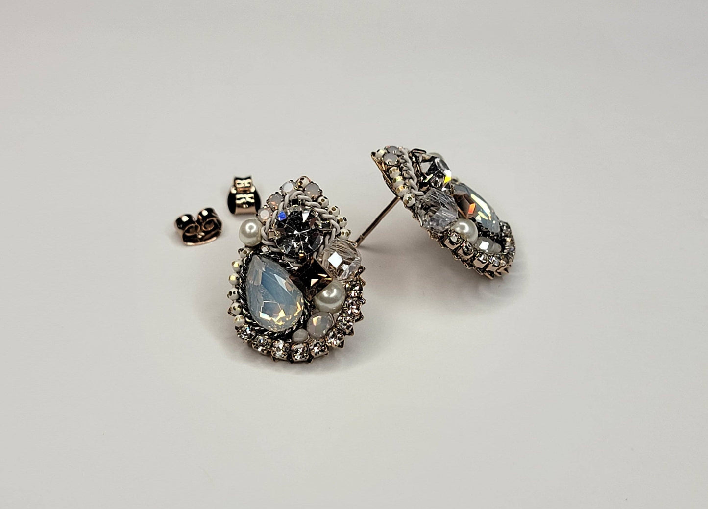 Handmade Post Earring-Pearl and White