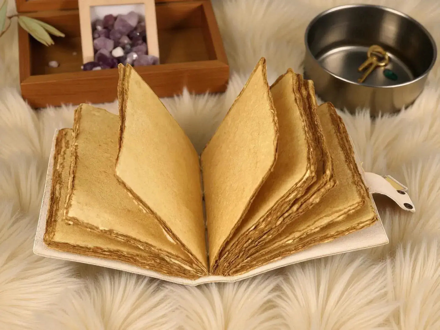 Handmade Leather Floral Journal – Vintage Cream Botanical