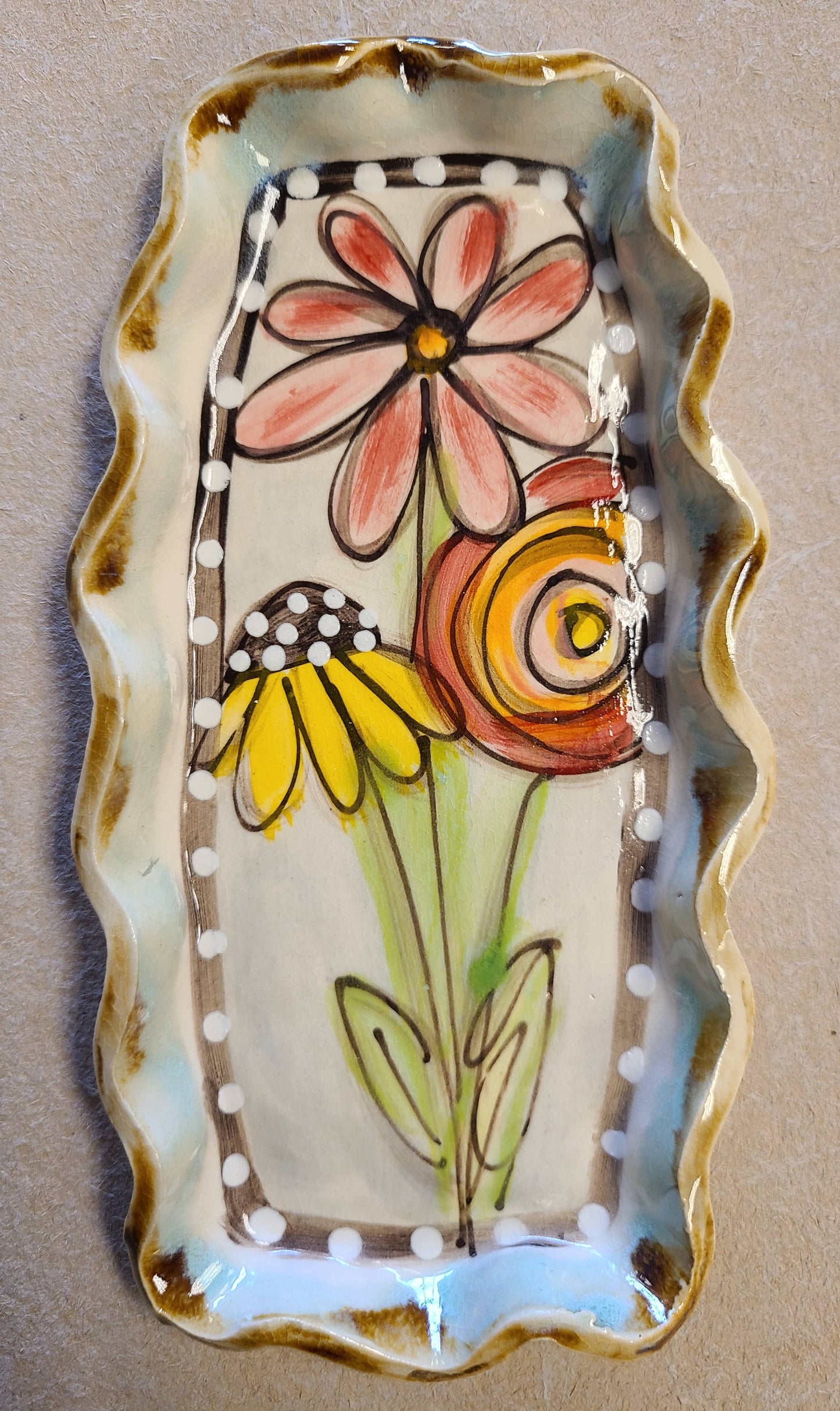 Mint Dish (Drip Flowers)