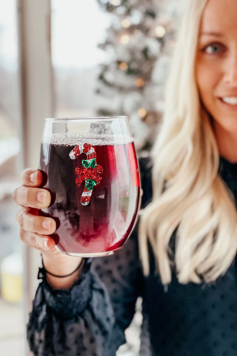 Candy Cane Jewel Wine Glass